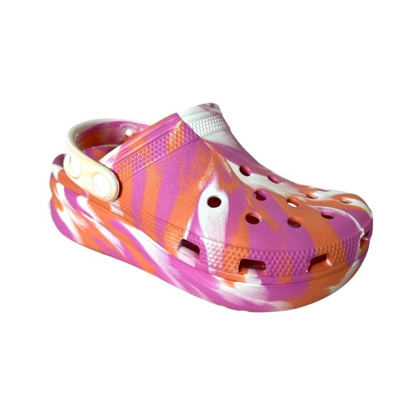 Crocs Girls Marbled Cutie Platform Clogs Size 2 NWOT Papaya Pink & Orange - Picture 3 of 14